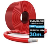 Oududianzi Solar Cable 6mm2 30m, Cable Placa 10/15/20/25/30/50m, Solar Cable de Extensión para Panel Solar, Cable Fotovoltaico, Cable de Extensión Solar Para Paneles Solares Sistemas (30m Rojo)