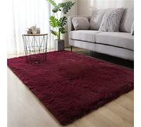 Ouduo Alfombra Pelo Largo Grande, Color sólido Lujosa Shaggy Mullida Brillante Suave Interior Moderno Lavado Sedoso Antideslizantes Peludas Alfombra de Dormitorio/Sala (Vino Rojo,200 * 300cm)