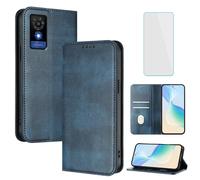 OUEAYIEN Funda para teléfono TCL 501 con protector de pantalla, bloqueo RFID, a prueba de golpes, de piel, con función atril y ranura para tarjetas, funda para teléfono móvil vintage para TCL T433D