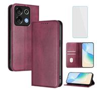 OUEAYIEN UMIDIGI G9 5G/G9A/G9T/G9C - Funda tipo cartera con protector de pantalla RFID, a prueba de golpes, de piel, con función atril, tarjetero, funda vintage para UMIDIGI G9 A, C, T Note90, borgoña