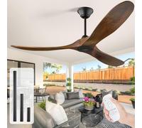 OUENGK Ventilador de Techo con Mando a Distancia,Ventilador de Techo sin Luz Silencioso,178cm de Diámetro,3 Aspas de Madera,Motor de CC,6 Velocidades,Temporizador,Función Verano-invierno,Nogal