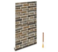 Oufdj-iPro - Papel pintado de piedra, 44,5 x 800 cm, papel pintado adhesivo de vinilo, ladrillo rojo, decoración de pared impermeable, rollo de marcapáginas de madera exquisita