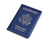OUFEIJIA EUR Funda for Pasaporte Estadounidense Engrosada de PU, Porta, portatarjetas vacunas multifunción, Bolsa for, minifunda Diseño Compacto(BLU)