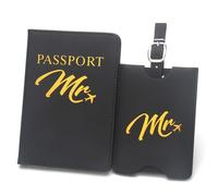 OUFEIJIA EUR Juego de Etiquetas for Equipaje con Porta Pasaporte, Tarjetero Viaje, Viajes Negocios Diseño Compacto(Grey)