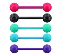 OUFER 14G 5PCS 316L Stainless Steel Tongue Bars Colorful Tongue Piercings Tongue Rings for Women