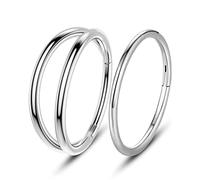 OUFER 16 G - Piercing para Helix Hoop (2 unidades, plata conch, piercing Tragus Ring Daith Earrings, acero quirúrgico, plata orbital, pendientes de cartílago, oreja, Hinged Women Jewelry para mujer,
