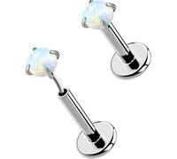 OUFER 2 piercings para nariz y labios, de titanio sólido G23, sin rosca, para nariz, labio, medusa, monroe, hélice, cartílago, tragus, caracola, lóbulo, joyería para mujeres y hombres, 2pcs, 16g 6mm
