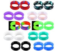 OUFER 20 piezas de dilatadores de silicona suave para oreja, dilatadores de carne, dilatadores de carne, dilatadores de doble acampanado, piercing de oreja
