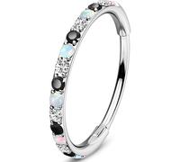 OUFER 20G Clicker Piercing para la nariz, acero quirúrgico 316L, transparente, violeta/negro, CZ y ópalo, cartílago, piercing para mujer, 6/7/8 mm, 20G8mm, Acero inoxidable, Circonia cúbica