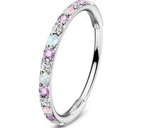 OUFER 20G Clicker Piercing para la nariz, acero quirúrgico 316L, transparente, violeta/negro, CZ y ópalo, cartílago, piercing para mujer, 6/7/8 mm, 20G8mm, Acero inoxidable, Circonia cúbica