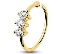 OUFER 9ct Oro Piercing de Nariz Anillo de Aro 20G 0,8mm Pendiente Sólido de Cartílago de Nariz 2mm CZ Anillo de Aro Helix Tragus Trago Rook Cartílago Joyería para Mujer Regalo 8mm, 8 mm, Metal