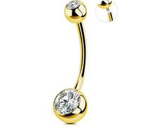 OUFER Body Piercing 10/12/14/16mm Internally Belly Bars Belly Button Bars 14G 316L Stainless Steel Navel Bars Gold Extra Long Navel Piercing Jewellery Belly Button Ring Belly Piercing