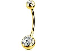 OUFER Body Piercing 10/12/14/16mm Internally Belly Bars Belly Button Bars 14G 316L Stainless Steel Navel Bars Gold Extra Long Navel Piercing Jewellery Belly Button Ring Belly Piercing