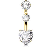 OUFER Body Piercing 14G Belly Button Bars Titanium Navel Piercing Jewellery Heart Dangling Belly Button Piercing Jewelry For Women Internally Curved Barbell Navel Bar Rings 10/12/14/16mm