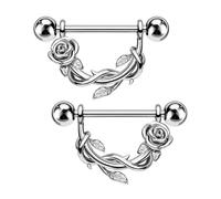 OUFER Body Piercing 14G Nipple Piercing Bar Jewellery 316L Stainless Steel 14mm Barbell Hypoallergenic Nipple Rings for Women Men Fresh Healed Piercings