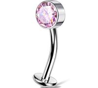 OUFER Body Piercing 14G Titanium Floating Belly Piercing Jewellery Internally Threaded Navel Bar Pink CZ Belly Button Ring 10/12/14/16mm Hypoallergenic Curved Banana Barbell for Women Men