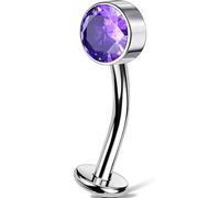 OUFER Body Piercing 14G Titanium Floating Belly Piercing Jewellery Internally Threaded Navel Bar Purple CZ Belly Button Ring 10/12/14/16mm Hypoallergenic Curved Banana Barbell for Women Men