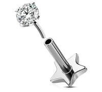 OUFER Body Piercing 16G 5/6/8/10/12mm Titanium Threadless Labret Piercing Lip Stud Bar Push in Tragus Helix Conch Earrings