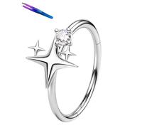 OUFER Body Piercing 20G Titanium Nose Rings Hoop Hypoallergenic Hinged Segment Ring Nostril Piercings 316L Surgical Steel Nose Lip Piercing Jewelry for Women Men