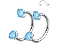 OUFER Body Piercing 2PCS 316L Surgical Steel Horseshoe Nose Rings Hoops 20G Push Pin Threadless Nose Rings For Women Men CZ Horseshoe Septum Lip Eyebrow Helix Daith Ear Piercing Jewelry 7mm/8mm