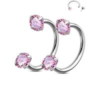 OUFER Body Piercing 2PCS 316L Surgical Steel Horseshoe Nose Rings Hoops 20G Push Pin Threadless Nose Rings For Women Men CZ Horseshoe Septum Lip Eyebrow Helix Daith Ear Piercing Jewelry 7mm/8mm