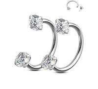 OUFER Body Piercing 2PCS 316L Surgical Steel Horseshoe Nose Rings Hoops 20G Push Pin Threadless Nose Rings For Women Men CZ Horseshoe Septum Lip Eyebrow Helix Daith Ear Piercing Jewelry 7mm/8mm