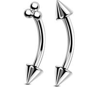OUFER Body Piercing 2pcs Eyebrow Piercing Jewelry Titanium Curved Eyebrow Ring Internally 16G Vertical Labret Lip Jewellery Rook Ear 8mm Small Navel Belly Button Ring for Women Men
