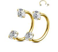 OUFER Body Piercing 2PCS Horseshoe Rings Hoop 18G 316L Stainless Steel Threadless Nose Helix Tragus Daith Nostril Septum Piercing Jewellery Push in Lip Labret Cartilage Earring Women Men 7mm/8mm