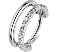 OUFER Body Piercing 316L Stainless Steel Double Line Hinged Segment Ring 16G/20G 8mm Body Piercing Jewellery for Helix Conch Tragus Daith Rook Nose Septum Clear CZ Cartilage Earrings Snug Hoops