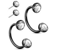 OUFER Body Piercing Anillos de nariz de herradura: 2 piezas de acero quirúrgico 316L de 20 g, aro de nariz para mujeres y hombres, herradura sin rosca, septum, labio, ceja, hélice, oreja, fosa nasal