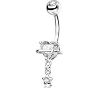 OUFER Body Piercing Belly Bars, 14G(1.6mm) 10mm 925 Sterling Silver Navel Jewellery Dangle CZ Navel Piercing Belly Button Rings for Daily/Party/Festival/Vacation Wear