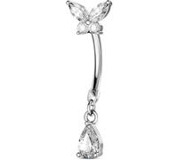OUFER Body Piercing Belly Button Bars 316L Stainless Steel Belly Bar Rings 14G Internally Navel Piercing Jewellery Butterfly Teardrop Navel Bars Women
