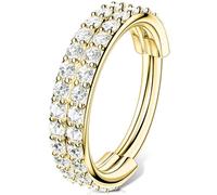 OUFER Body Piercing Belly Ring Hoop Piercing Gold Belly Button Hoop Ring 14G 8 10 12mm Hinged Clicker Navel Ring Hoop Clear CZ 316L Surgical Steel Belly Bars Piercing Jewellery