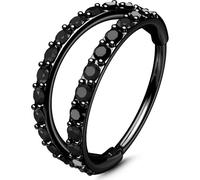 OUFER Body Piercing Black Nose Rings Hoops Halloween 316L Surgical Steel 20G Double Line Nose Rings Women 6/7/8MM Hinged Segment Clicker Helix Cartilage Conch Rook Tragus Daith Piercing Jewelry