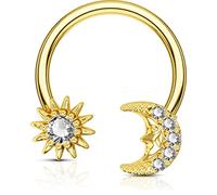 OUFER Body Piercing Daith Piercing Jewellery 16G Septum Rings, 316L Stainless Steel Helix Earring Star and Moon Design Nose Ring Tragus Daith Snug Conch Piercing Jewelry