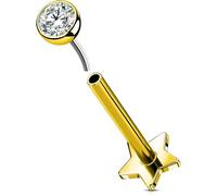 OUFER Body Piercing Gold Labret Stud Bar 16G Threadless Push in Lip Jewellery 5/6/8/10/12mm Helix Tragus Conch Cartilage Piercing Titanium Flat Back Earrings Women Men