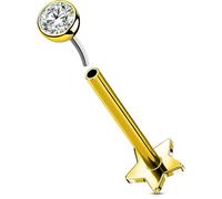 OUFER Body Piercing Gold Labret Stud Bar 16G Threadless Push in Lip Jewellery 5/6/8/10/12mm Helix Tragus Conch Cartilage Piercing Titanium Flat Back Earrings Women Men