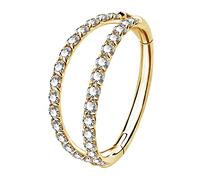 OUFER Body Piercing Helix Earrings Hoop Double Line Clear CZ Paved Septum Ring Cartilage Earrings 16G 316L Stainless Steel Daith Earring Helix Piercing Jewellery