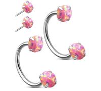 OUFER Body Piercing Horseshoe Nose Rings: 2PCS 316L Surgical Steel 20G Push Pin Nose Hoop For Women Men Threadless Horseshoe Septum Lip Eyebrow Helix Daith Ear Nostril Piercing Jewelry 7/8mm