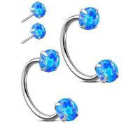 OUFER Body Piercing Horseshoe Nose Rings: 2PCS 316L Surgical Steel 20G Push Pin Nose Hoop For Women Men Threadless Horseshoe Septum Lip Eyebrow Helix Daith Ear Nostril Piercing Jewelry 7/8mm