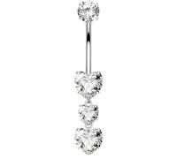 OUFER Body Piercing Internally Belly Bars 14G 10/12/14mm Navel Piercing Jewellery Titanium Belly Button Bars Dangle Navel Piercing Bar Clear Heart CZ Belly Button Rings