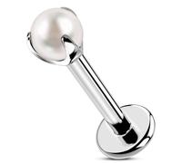 OUFER Body Piercing Internally Labret Piercing Jewellery 16G Helix Earring Pearl Lip Stud 8mm Tragus Conch Earrings Titanium Lip Piercing Jewellery for Women Men