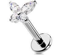 OUFER Body Piercing Internally Labret Piercing Jewellery Titanium Lip Piercings 16G Lip Stud Butterfly Helix Earrings 6/8/10/12mm Tragus Bar Flat Back Earrings