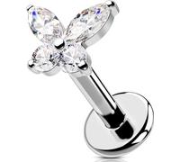 OUFER Body Piercing Internally Labret Piercing Jewellery Titanium Lip Piercings 16G Lip Stud Butterfly Helix Earrings 6/8/10/12mm Tragus Bar Flat Back Earrings