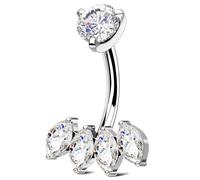 OUFER Body Piercing Internally Titanium Belly Bars 14G Navel Piercing Jewellery Belly Button Bars Clear CZ Belly Button Ring 10mm Navel Bars