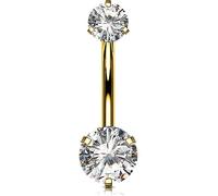 OUFER Body Piercing Internally Titanium Belly Button Bars 10/12/14/16mm Belly Bars 14G Extra Long Navel Piercing Jewellery Gold Navel Bars Belly Button Piercing Jewellery