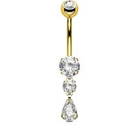 OUFER Body Piercing Internally Titanium Belly Button Bars 14G/1.6mm Navel Piercing Jewellery Gold Teardrop Navel Bars 10mm Belly Bars Belly Button Piercings Belly Button Ring