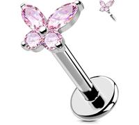 OUFER Body Piercing Labret Earrings: Titanium Lip Stud 16G/1.2mm Internally Threaded Helix Tragus Conch Cartilage Earrings Jewellery Butterfly Medusa Bar 6/8/10/12mm for Women