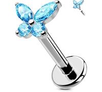 OUFER Body Piercing Labret Earrings: Titanium Lip Stud 16G/1.2mm Internally Threaded Helix Tragus Conch Cartilage Earrings Jewellery Butterfly Medusa Bar 6/8/10/12mm for Women