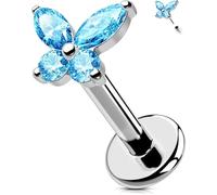 OUFER Body Piercing Labret Earrings: Titanium Threadless Lip Stud 16G/1.2mm Helix Tragus Conch Cartilage Earrings Jewellery Push in Butterfly Medusa Bar 6/8/10/12mm for Women
